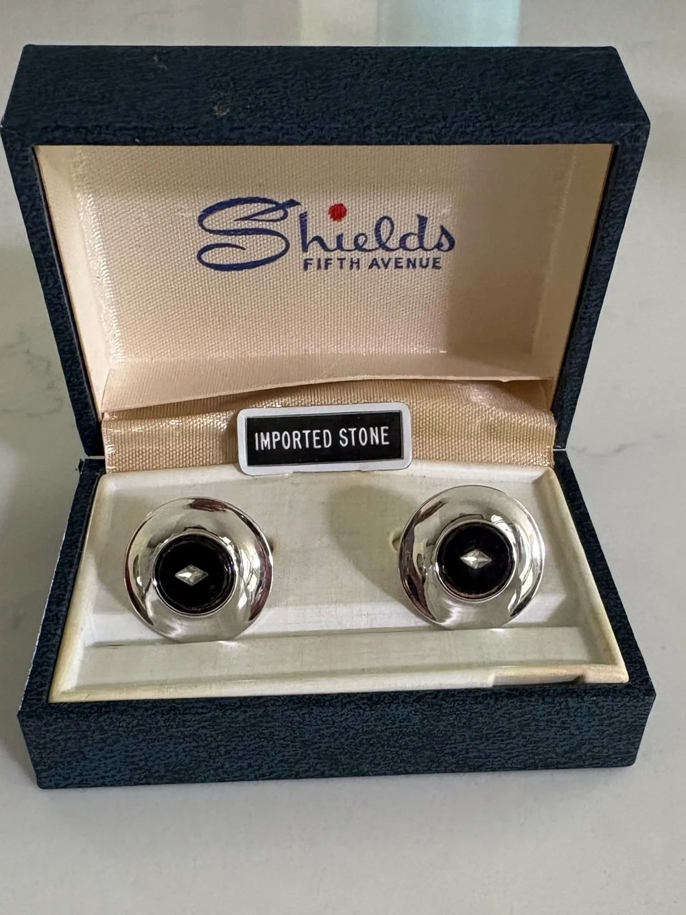Silver Cufflinks with Black Stone